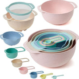 10Pcs Set Plastic Mixing Bowls with Measuring Spoon Nesting Bowls  for Baking Prepping