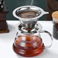 Pour Over Coffee Dripper Stainless Steel Coffee Filter Cone Coffee Tea Funnel