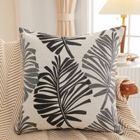 2Pcs Set Palm Leaf Design Cushion Covers Decorative Throw Pillowcase Sofa Home Decor Gray