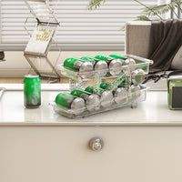 Soda Can Dispenser for Refrigerator Adjustable Width Can Organizer for Pantry Cabinet Countertop