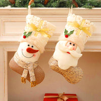 2Pcs Santa Gift Hanging Stocking Xmas Hanging Pouch Christmas Stocking Decoration for Holiday Party Decor Style 1