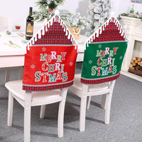 2Pcs MERRY CHRISTMAS Chair Back Cover Dining Chair Slipcovers Xmas Banquet Decorations Red