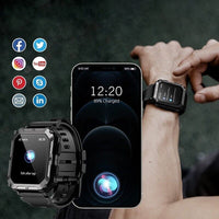 Military Smart Watches for Men Bluetooth Tactical Outdoor Sports Fitness Watch Tracker Compatible with Android iOS Black