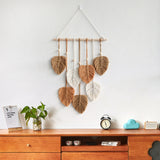 Boho Macrame Tapestry Hand Woven Cotton Wall Hanging Chic Leaf Home Decor Art Khaki