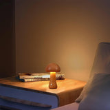 Cordless Wooden Mushroom Lamp Touch Dimmable Table Lamp Rechargeable Night Light