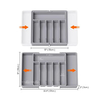 Expandable Utensil Tray Kitchen Cutlery Drawer Organizer Multipurpose Drawer Storage Tray Gray