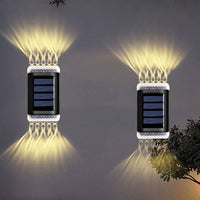 4Pcs Solar Powered Wall Lights Water-Resistant Garden Door Fence Decorative Lights - Warm