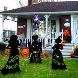 3Pcs Set Halloween Black Hocus Pocus Witches Garden Silhouette Yard Signs with Stakes