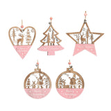 5Pcs Christmas Wooden Hanging Ornament Xmas Tree Pendant Decorations Home Holiday Party Decor