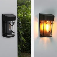 Set of 2Pcs Solar Fence Wall Lights Outdoor Deck Lights for Garden Patio Backyard