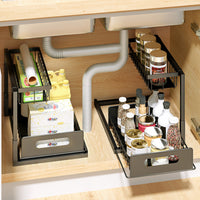 2-Tier Under Sink Organizer Pull Out Shelf for Kitchen Bathroom Countertop