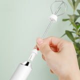 Handheld Electric Coffee Milk Frother Whisk Egg Beater USB Rechargeable 3 Speeds Adjustable White