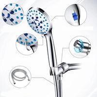 High Pressure 5-mode Handheld Shower Head Bathroom Accessory Silver