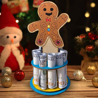 Christmas Money Holder Ornament with 10 Holes Wooden Xmas Tree Table Decoration Gingerbread Man