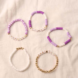 Set of 5Pcs Taylor Inspired Beaded Bracelets Fans Friendship Bracelets Gifts for Music Lovers Purple