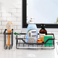 Multifunctional Kitchen Sink Caddy Organizer Detachable Sponge Holder Dish Soap Caddy for Countertop Storage Black