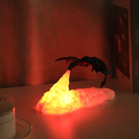 3D Printed Fire Dragon Lamp USB Rechargeable Night Light Home Decor