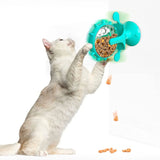 Interactive Pet Treats Dispenser Toy 360 Degrees Rotating Windmill Toy Slow Dog Cat Feeder Blue