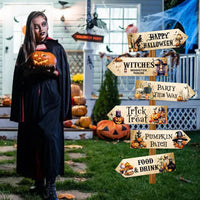 12Pc Set Halloween Arrow Signs Pumpkin Trick or Treat Party Decoration