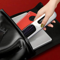 Cordless Hair Straightening Brush Portable Electric Heat-Up Straightener Comb White