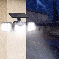 138 LED Solar Motion Sensor Lights 3-Head Adjustable Outdoor Wall Lamp