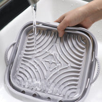 Square Foldable Air Fryer Silicone Pot Reusable Air Fryer Basket Oven Baking Tray Pan Air Fryer Liner Grey