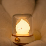 Cute Kerosene Lamp Silicone Campfire Night Light Desktop LED Decorative Light Yellow