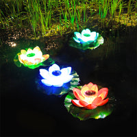 Floating Solar Lotus Flower Light Pond Pool Lamp Garden Landscape Light Red