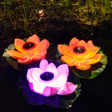 Floating Solar Lotus Flower Light Pond Pool Lamp Garden Landscape Light Red