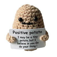 Positive Potato Ornament Funny Knitting Potato Toy Tiny Doll Inspired Toy with Card for Gift Decoration Style 1