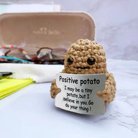 Positive Potato Ornament Funny Knitting Potato Toy Tiny Doll Inspired Toy with Card for Gift Decoration Style 1