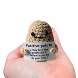 Positive Potato Ornament Funny Knitting Potato Toy Tiny Doll Inspired Toy with Card for Gift Decoration Style 1