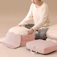 2Pcs Compression Storage Bag Travel Packing Cube Seasonal Clothes Organizer Bags Pink