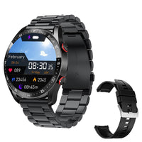 Smart Watch Sleep ECG Monitoring Sport Watch Bluetooth Activity Fitness Tracker for Men Women Steel Strap Black