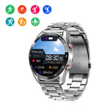 Smart Watch Sleep ECG Monitoring Sport Watch Bluetooth Activity Fitness Tracker for Men Women Steel Strap Silver