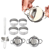 Set of 8Pcs Dumpling Maker Tool Stainless Steel Dumpling Press Mold Dumpling Skin Tool Dough Cutter