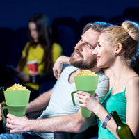 Multifunctional Stadium Tumbler Popcorn Cup Reusable Snack Bowl with Straw Green