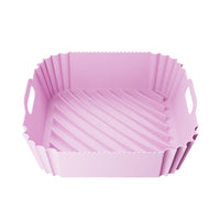 Reusable Square Air Fryer Silicone Liner Pots Oven Baking Trays Pink