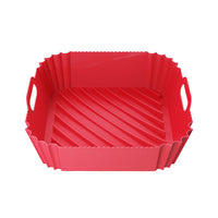 Reusable Square Air Fryer Silicone Liner Pots Oven Baking Trays Red