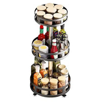 Lazy Susan Turntable Carbon Steel Rotating Spice Holder Kitchen Pantry Cabinet Organizer