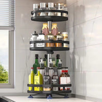 Lazy Susan Turntable Carbon Steel Rotating Spice Holder Kitchen Pantry Cabinet Organizer