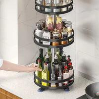 Lazy Susan Turntable Carbon Steel Rotating Spice Holder Kitchen Pantry Cabinet Organizer