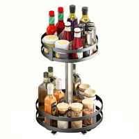 Lazy Susan Turntable Carbon Steel Rotating Spice Holder Kitchen Pantry Cabinet Organizer