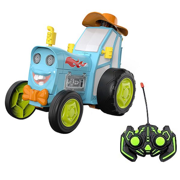 Wireless Remote Control Toy Car Dancing Stunt Car Crazy Jumping Car Blue