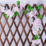 2Pcs 2.3 Meters Faux Cherry Blossom Flowers Artificial Flowers Garland Pink