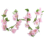 2Pcs 2.3 Meters Faux Cherry Blossom Flowers Artificial Flowers Garland Pink