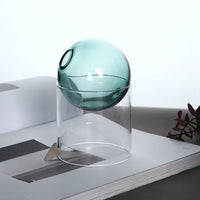 2Pcs Tabletop Glass Ball Vase Flower Planter Pot Terrarium Container Home Decoration Style 3