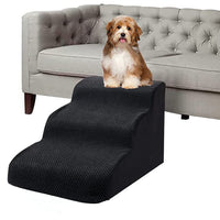 3 Steps Dog Stairs Ramps Non-Slip Pet Steps Sofa Bed Ladder for Older Dogs and Cats Black