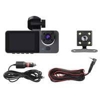 1080P HD Driving Recorder Dash Cam Car Monitor 3 Lens Dash Cam Front and Rear Inside