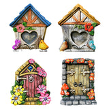 4Pcs Fairy Garden Door Miniature Ornaments Tree Decoration Fairy Gate Courtyard Style 1